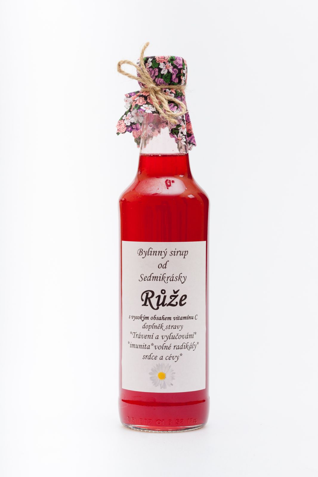 Sedmikráska bylinný sirup Růže 500 ml trávení a vylučování, imunita, volné radikály, srdečně-cévní systém, doplněk stravy Rodinná farma Sedmikráska