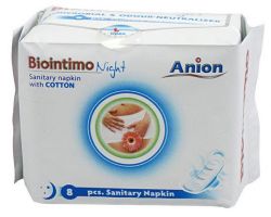 Anion BioIntimo dámske hygienické nočné vložky 8ks s anionovým páskem