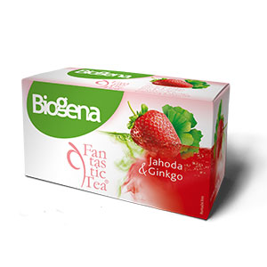 Biogena Fantastic Tea Jahoda & Ginkgo  20 x 2,0 g Bylinný čaj aromatizovaný, porcovaný. Biogena CB s.r.o.