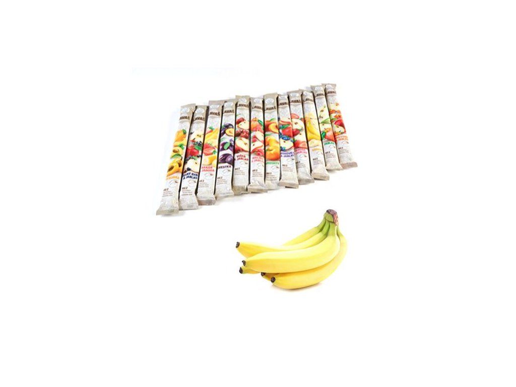 Nara-natur Banán+Jahoda ovocná trubička nesladená - vynikajúca osviežujúca trubička zo 100% banánovo-jahodovej šťavy 140gr