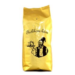Frolíkova káva Prezident 250m g zrnková. Jedná se o specifickou chuť kávy pocházející z Afriky. Jan Frolík - Pražírna kávy