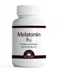 Dr. Jacob’s Melatonin B12 60 tabliet  pre ľahšie zaspávanie a s vitamínom B12 pre podporu psychiky, bez laktózy a lepku, vhodné pre vegánov