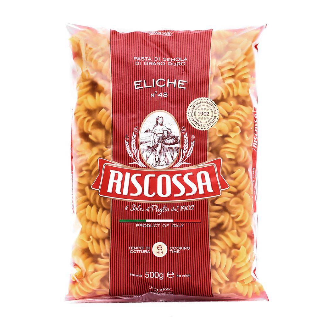 Eliche vrtule 500g sú talianske cestoviny zo semoliny z tvrdej pšenice (Triticum durum). Pastificio Riscossa