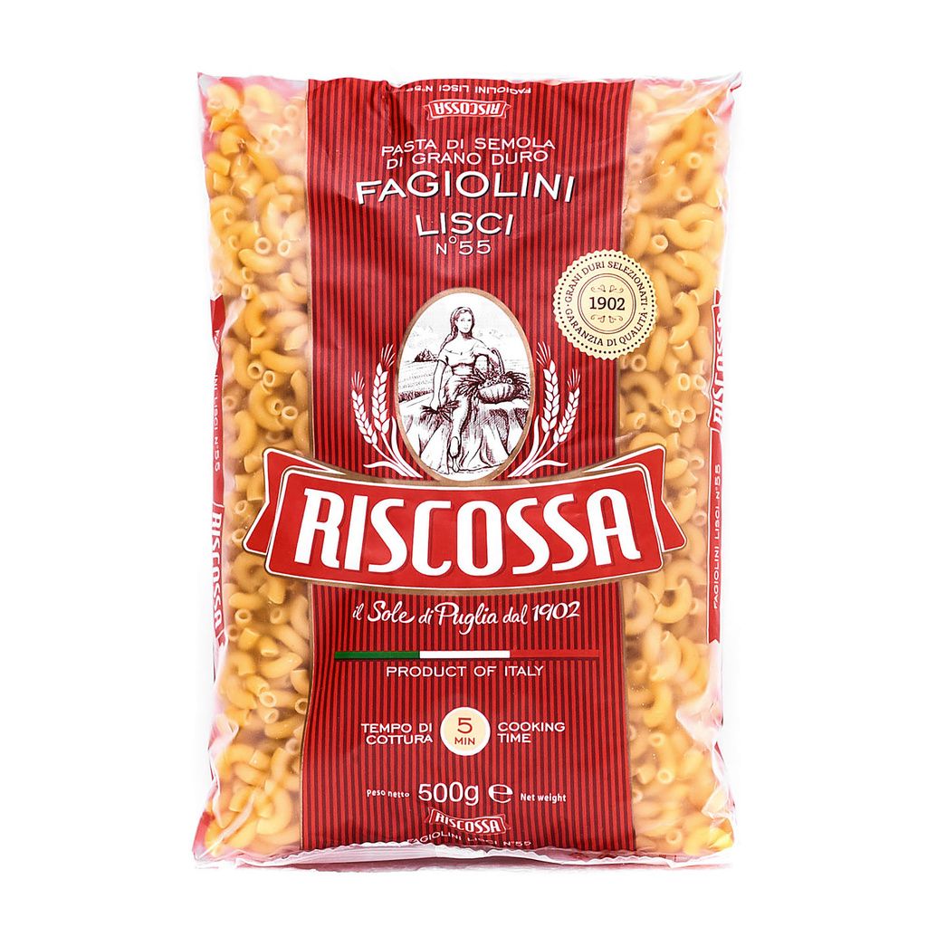 Fagiolini lisci kolienka. Pre svoj drobnejší tvar sú vyhľadávanou detskou prílohovou cestovinou. 500 g Pastificio Riscossa