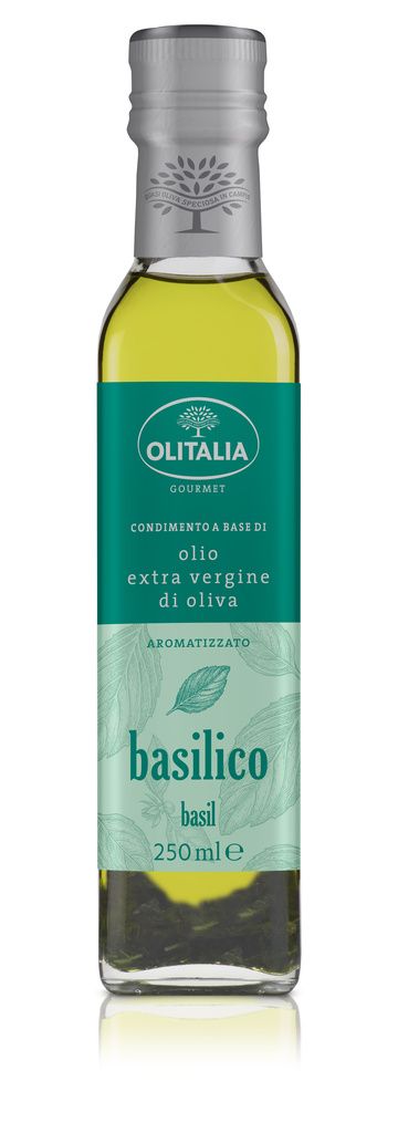 Zálievka EP olivový olej/bazalka je spojením extra panenského olivového oleja a bazalky. 250 ml Olitalia