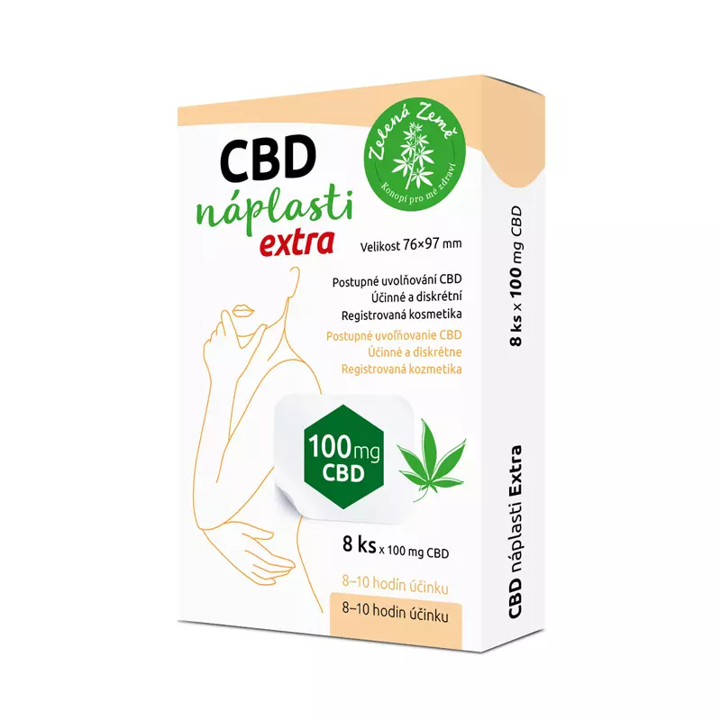 Zelená země CBD náplasti Extra veľké proti bolesti - 100 mg CBD v 1 náplasti.8 ks Zelená Země s.r.o.